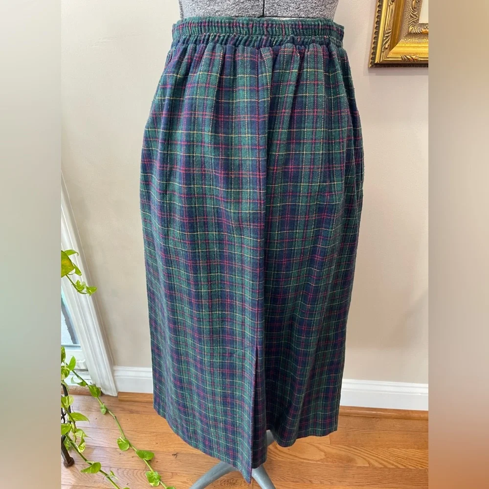 Kay Windsor Vintage‎ 1980s wool blend ladies skirt Union made-midi skirt-holiday